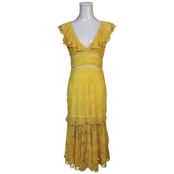 Saylor Leilani Lace Midi In Yellow Women’s Size XS - Picture 4 of 14